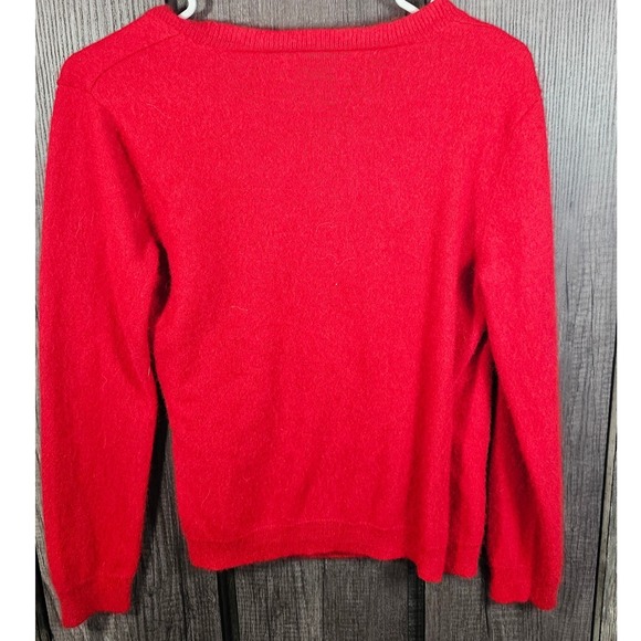 Lauren Ralph Lauren Red 100% Cashmere Wrap Front Sweater Womens L - Picture 2 of 9